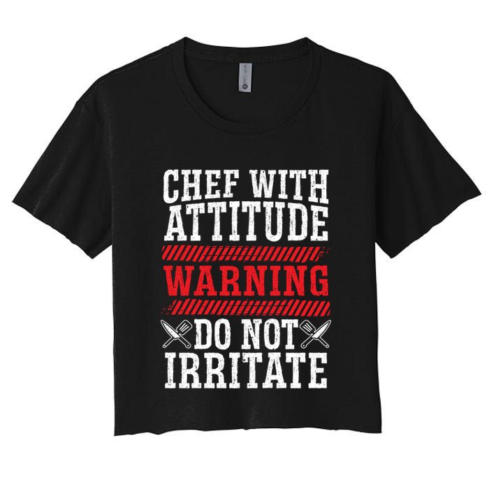 Culinary Badass Distressed Chef Gift Women's Crop Top Tee