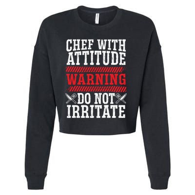 Culinary Badass Distressed Chef Gift Cropped Pullover Crew