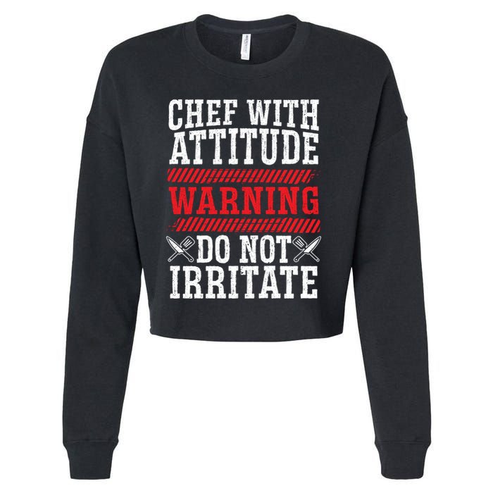 Culinary Badass Distressed Chef Gift Cropped Pullover Crew