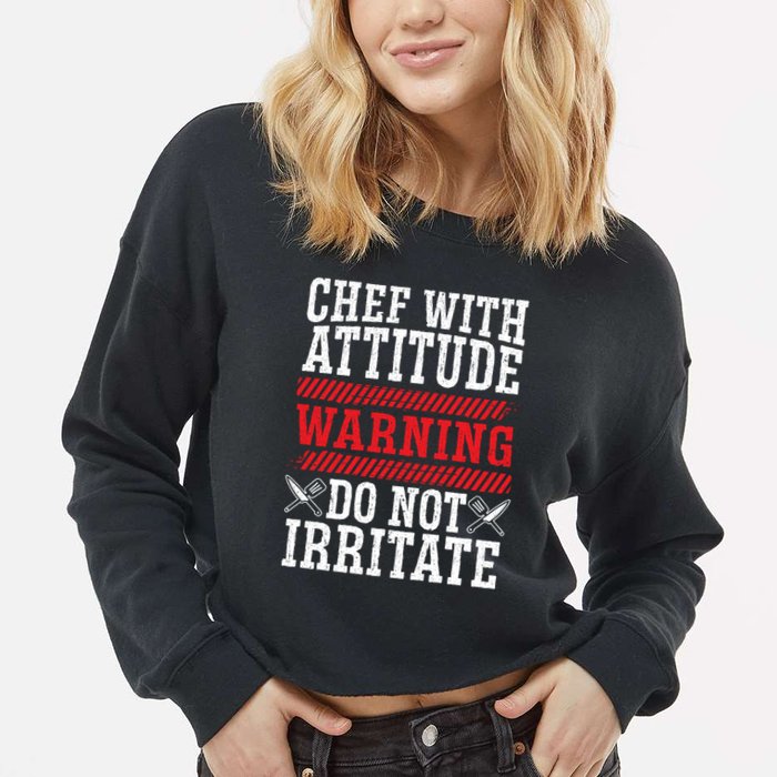 Culinary Badass Distressed Chef Gift Cropped Pullover Crew