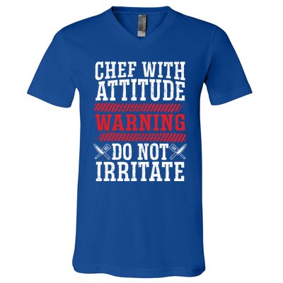 Culinary Badass Distressed Chef Gift V-Neck T-Shirt