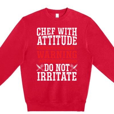 Culinary Badass Distressed Chef Gift Premium Crewneck Sweatshirt