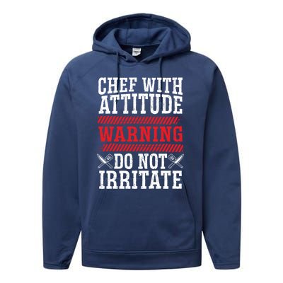 Culinary Badass Distressed Chef Gift Performance Fleece Hoodie