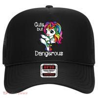 Cute But Dangerous Funny Karate Unicorn Girl High Crown Mesh Back Trucker Hat