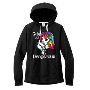 Cute But Dangerous Funny Karate Unicorn Girl Women's Fleece Hoodie