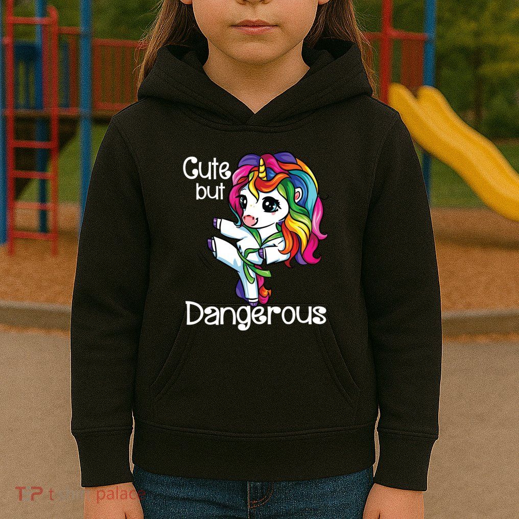 Cute But Dangerous Funny Karate Unicorn Girl Kids Hoodie