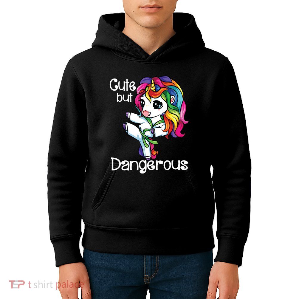 Cute But Dangerous Funny Karate Unicorn Girl Kids Hoodie