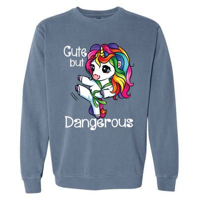 Cute But Dangerous Funny Karate Unicorn Girl Garment-Dyed Sweatshirt