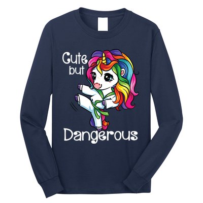 Cute But Dangerous Funny Karate Unicorn Girl Long Sleeve Shirt