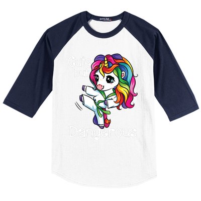 Cute But Dangerous Funny Karate Unicorn Girl Baseball Sleeve Shirt