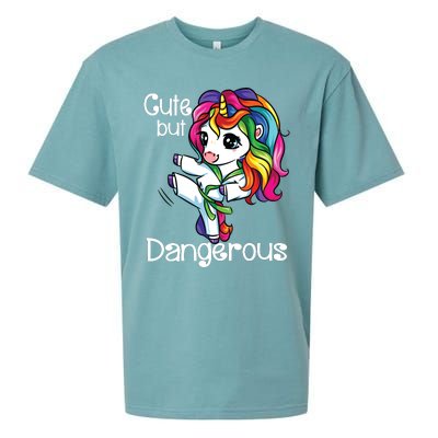 Cute But Dangerous Funny Karate Unicorn Girl Sueded Cloud Jersey T-Shirt