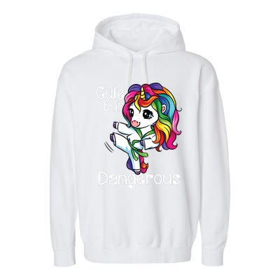 Cute But Dangerous Funny Karate Unicorn Girl Garment-Dyed Fleece Hoodie