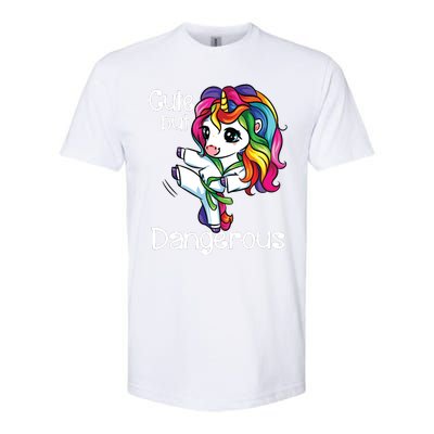 Cute But Dangerous Funny Karate Unicorn Girl Softstyle CVC T-Shirt