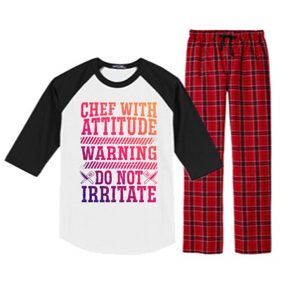 Culinary Badass Distressed Chef Gift Raglan Sleeve Pajama Set