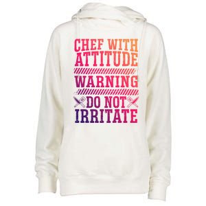 Culinary Badass Distressed Chef Gift Womens Funnel Neck Pullover Hood