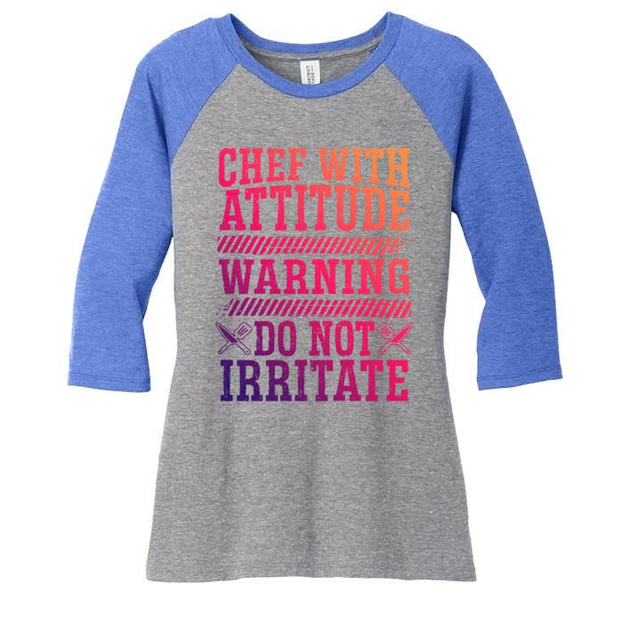 Culinary Badass Distressed Chef Gift Women's Tri-Blend 3/4-Sleeve Raglan Shirt