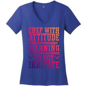 Culinary Badass Distressed Chef Gift Women's V-Neck T-Shirt