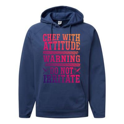 Culinary Badass Distressed Chef Gift Performance Fleece Hoodie