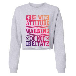 Culinary Badass Distressed Chef Gift Cropped Pullover Crew