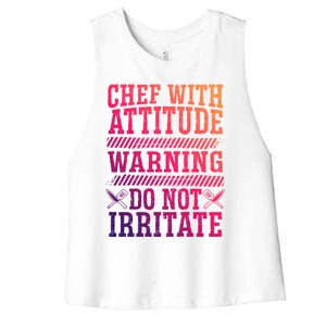 Culinary Badass Distressed Chef Gift Women's Racerback Cropped Tank