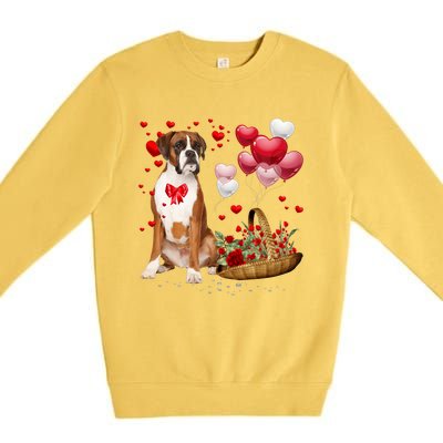 Cute Boxer Dog Balloon Heart ValentineS Day Valentine Premium Crewneck Sweatshirt