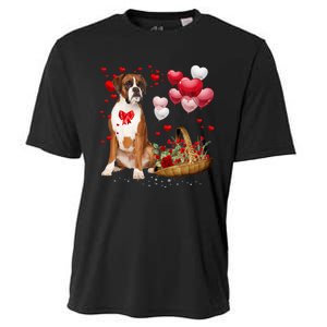 Cute Boxer Dog Balloon Heart ValentineS Day Valentine Cooling Performance Crew T-Shirt