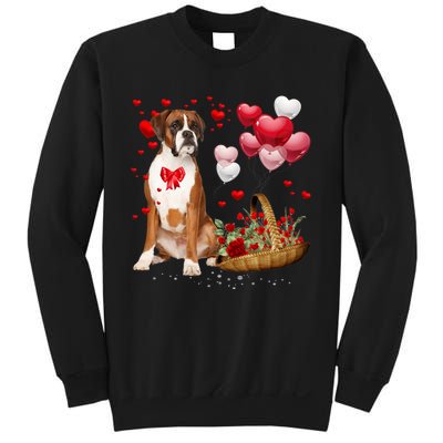 Cute Boxer Dog Balloon Heart ValentineS Day Valentine Sweatshirt