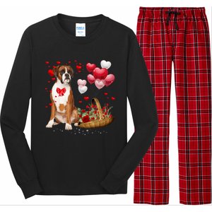 Cute Boxer Dog Balloon Heart ValentineS Day Valentine Long Sleeve Pajama Set