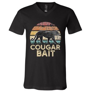 Cougar Bait Dating Humor Sugar Momma Retro Animal V-Neck T-Shirt