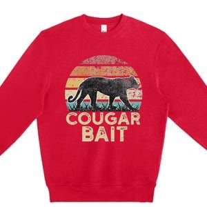 Cougar Bait Dating Humor Sugar Momma Retro Animal Premium Crewneck Sweatshirt