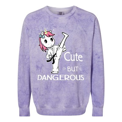 Cute But Dangerous Karate Taekwondo Unicorn Karate Girl Colorblast Crewneck Sweatshirt