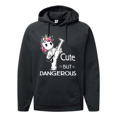 Cute But Dangerous Karate Taekwondo Unicorn Karate Girl Performance Fleece Hoodie