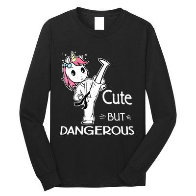 Cute But Dangerous Karate Taekwondo Unicorn Karate Girl Long Sleeve Shirt