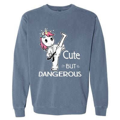 Cute But Dangerous Karate Taekwondo Unicorn Karate Girl Garment-Dyed Sweatshirt