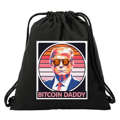 Cute Bitcoin Daddy Trump Crypto King Internet Money Mining Drawstring Bag