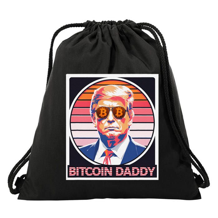 Cute Bitcoin Daddy Trump Crypto King Internet Money Mining Drawstring Bag