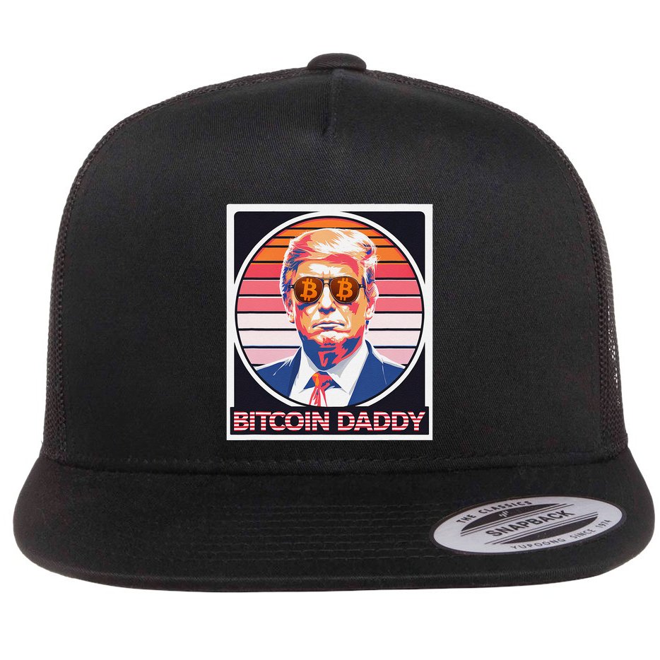 Cute Bitcoin Daddy Trump Crypto King Internet Money Mining Flat Bill Trucker Hat