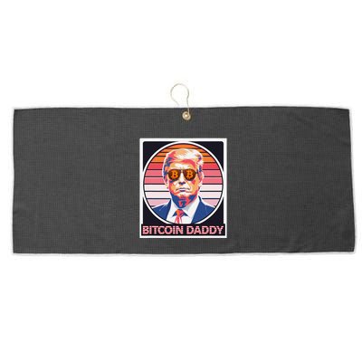 Cute Bitcoin Daddy Trump Crypto King Internet Money Mining Large Microfiber Waffle Golf Towel