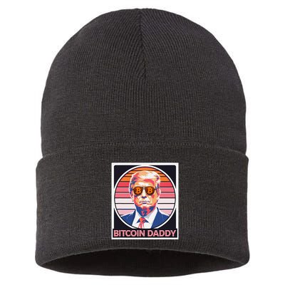 Cute Bitcoin Daddy Trump Crypto King Internet Money Mining Sustainable Knit Beanie