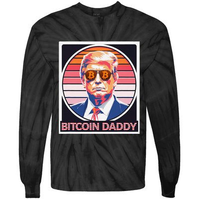 Cute Bitcoin Daddy Trump Crypto King Internet Money Mining Tie-Dye Long Sleeve Shirt
