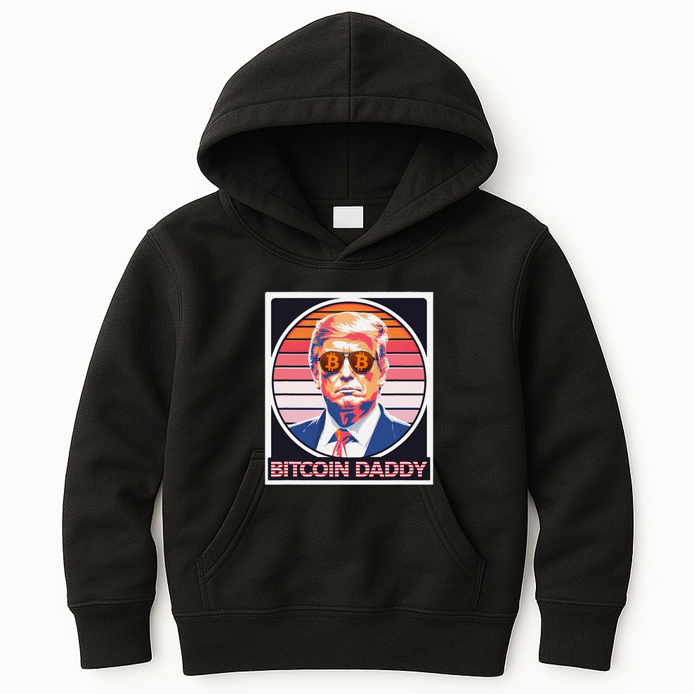 Cute Bitcoin Daddy Trump Crypto King Internet Money Mining Kids Hoodie