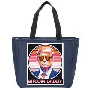 Cute Bitcoin Daddy Trump Crypto King Internet Money Mining Zip Tote Bag