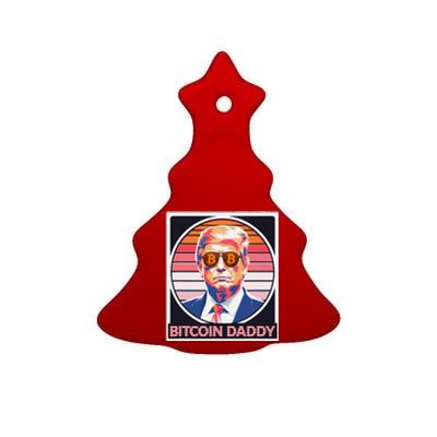 Cute Bitcoin Daddy Trump Crypto King Internet Money Mining Ceramic Tree Ornament