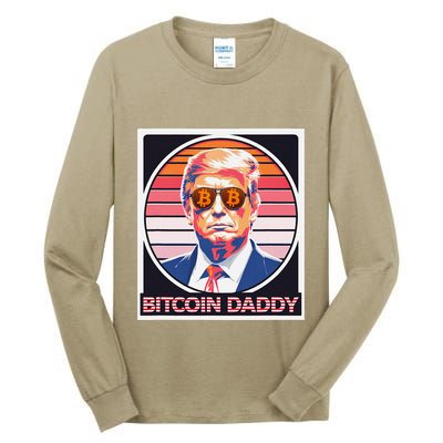 Cute Bitcoin Daddy Trump Crypto King Internet Money Mining Tall Long Sleeve T-Shirt