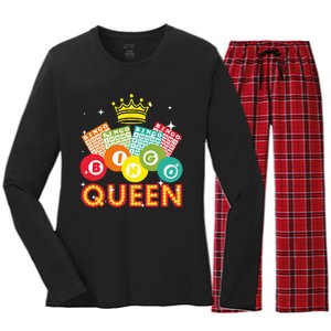 Cute Bingo Designs For Women Mom Bingo Lovers Casino Players Women's Long Sleeve Flannel Pajama Set 