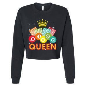 Cute Bingo Designs For Women Mom Bingo Lovers Casino Players Cropped Pullover Crew