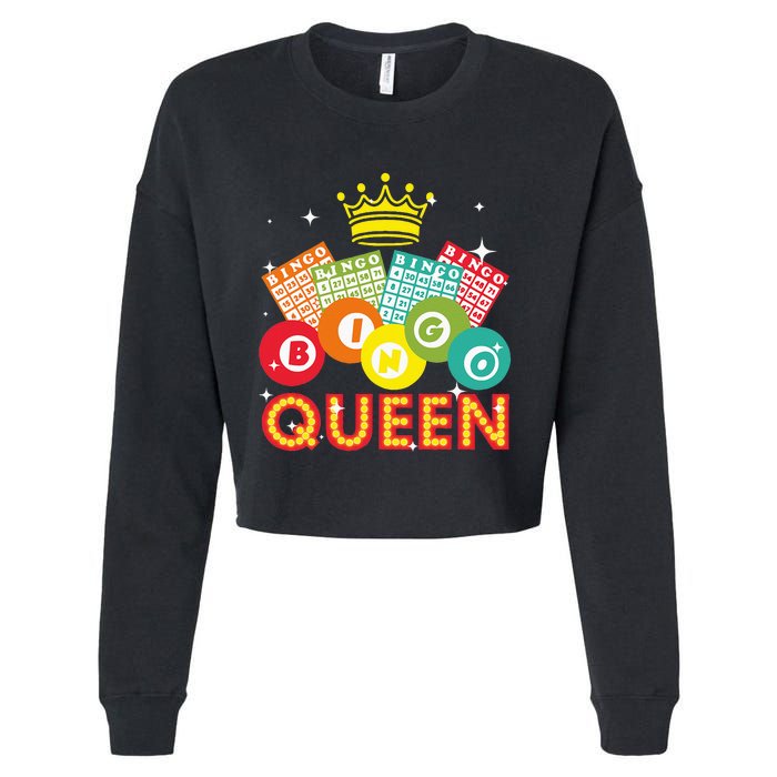 Cute Bingo Designs For Women Mom Bingo Lovers Casino Players Cropped Pullover Crew