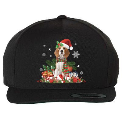 Christmas Beagle Dog Santa Hat Lights Presents Decorations Meaningful Gift Wool Snapback Cap