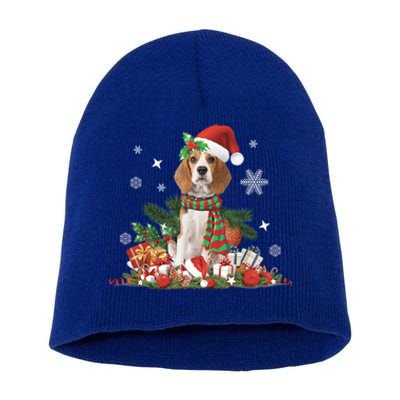 Christmas Beagle Dog Santa Hat Lights Presents Decorations Meaningful Gift Short Acrylic Beanie