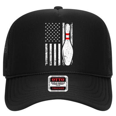 Cool Bowling Design For Men Women Bowler Bowling Pin Sport High Crown Mesh Back Trucker Hat